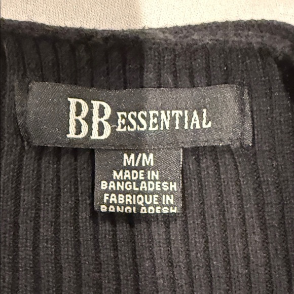 BB Essential Black V-Neck Ribbed 100% Cotton Sweater Women's Size M - Picture 8 of 9